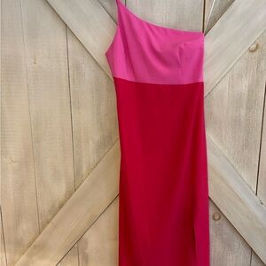 Petal & Pup One-Shoulder Pink and Red Dress